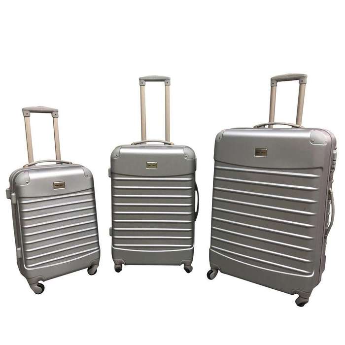 3-Piece Silver Luggage Set with LocksDurable ABS Travel Bags for Modern South African Travellers