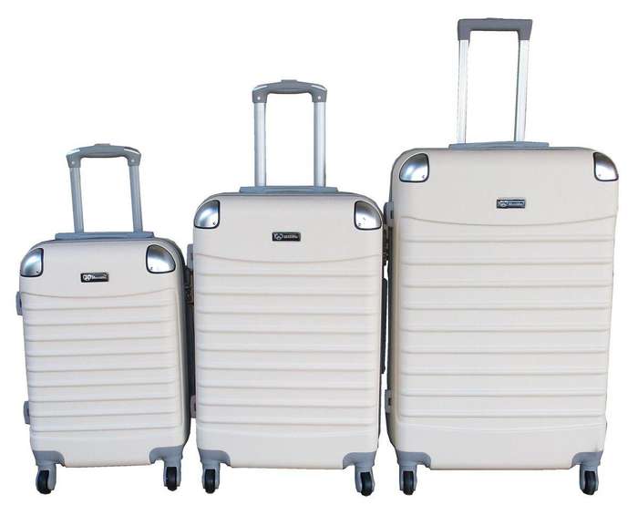 White 3-Piece Hard Shell Luggage Set  Spinner Trolley Bags with Lock, Interior Lining, SA Travel