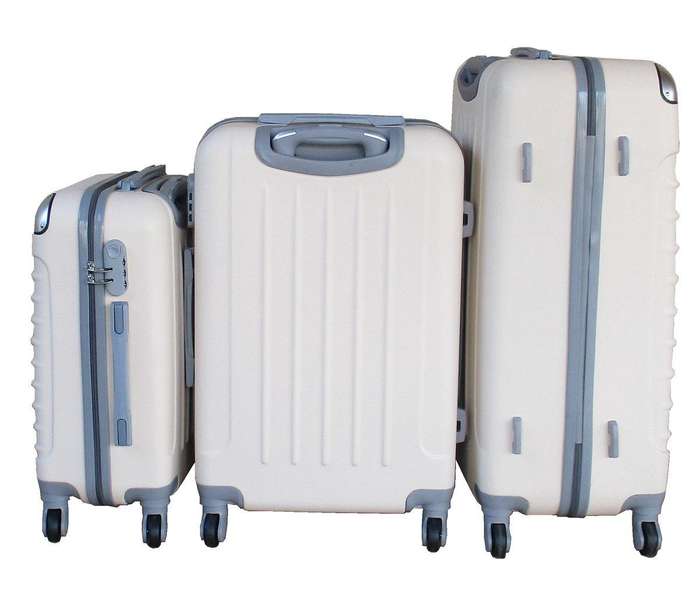 White 3-Piece Hard Shell Luggage Set  Spinner Trolley Bags with Lock, Interior Lining, SA Travel