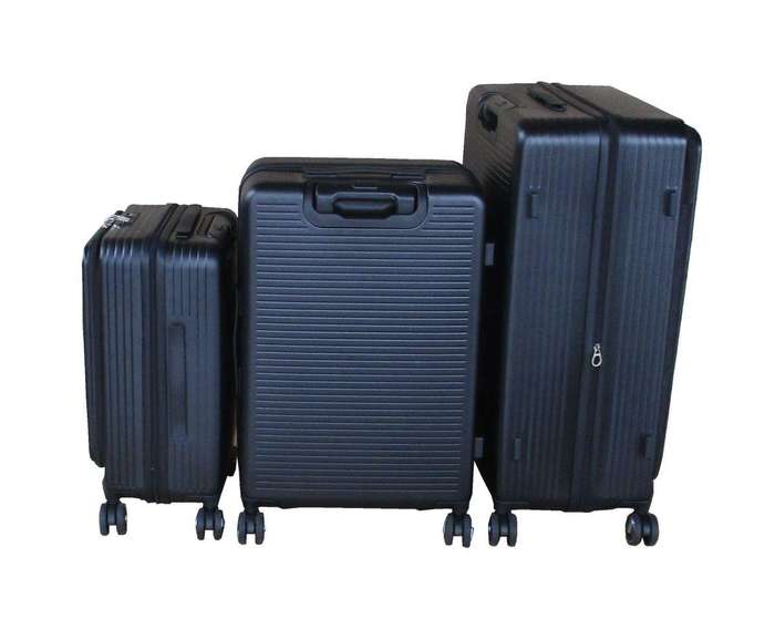 Black 3-Piece Hardshell Spinner Luggage Set with TSA Locks & Dual Shell Patterns  Travel Ready SA
