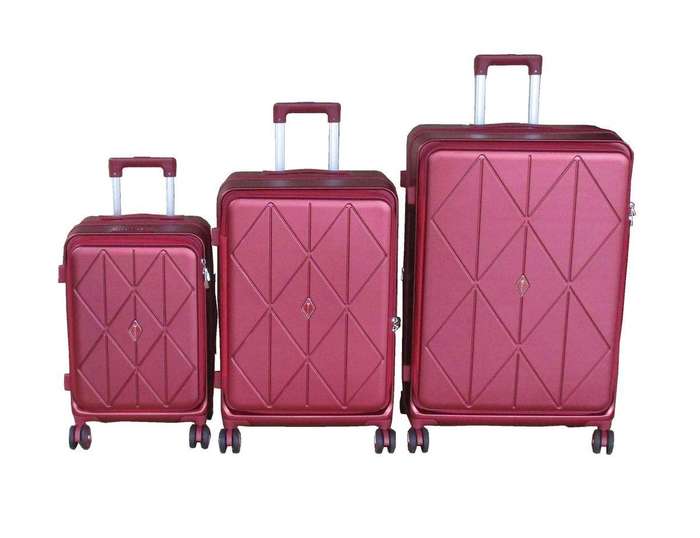 Maroon 3-Piece Hardshell Luggage Set with Spinner Wheels, TSA Locks & Dual Patterns  Travel Ready SA