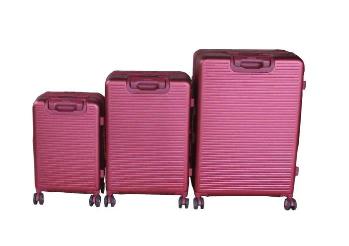 Maroon 3-Piece Hardshell Luggage Set with Spinner Wheels, TSA Locks & Dual Patterns  Travel Ready SA