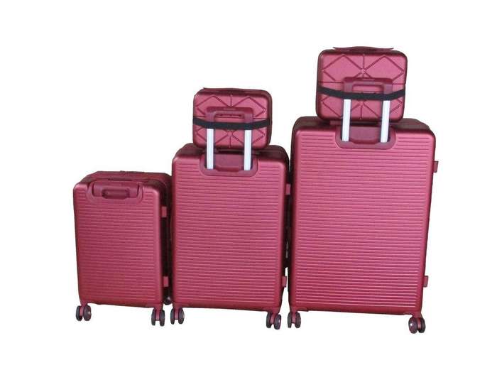 Burgundy 5-Piece Spinner Luggage Set with TSA Locks & Cosmetic Cases  Quilted Hard Shell SA Travel