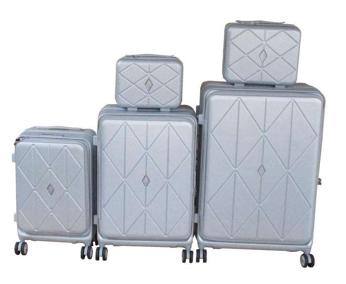 Silver 3-Piece Spinner Luggage Set with TSA Locks & Cosmetic Cases  Diamond Hard Shell Travel SA