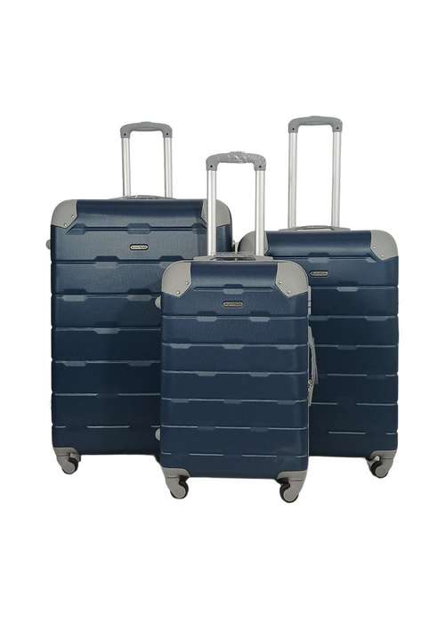 3-Piece Dark Blue Hard Shell Luggage Set with Spinner Wheels  Durable Travel Bags by BeginAgain