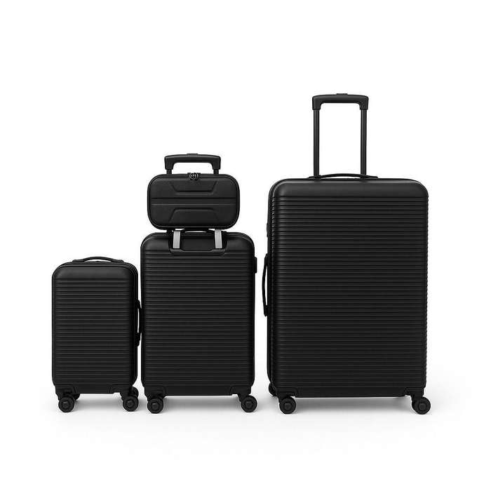 5-Piece Black Hard Shell Luggage Set with TSA Locks & Spinner Wheels  Durable Travel Bag Collection