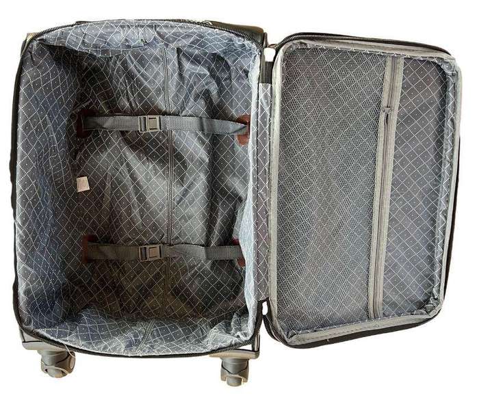 3-Piece Blue Soft Shell Luggage Set  Spinner Wheels, Combo Locks & Quilted Interior Organizers