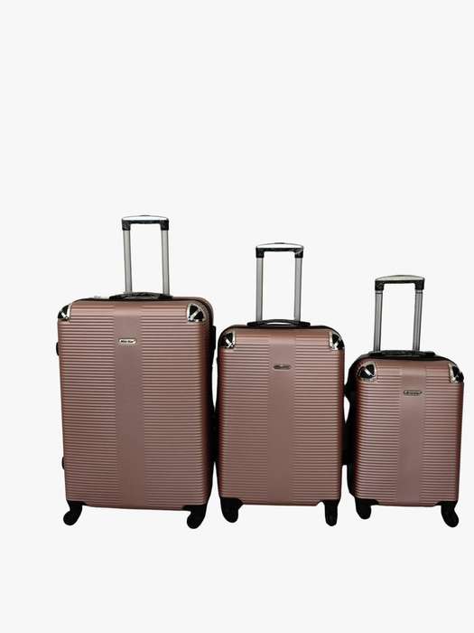 3-Piece Rose Gold Hard Shell Luggage Set  Spinner Wheels, Secure Zippers & Lined Travel Interiors