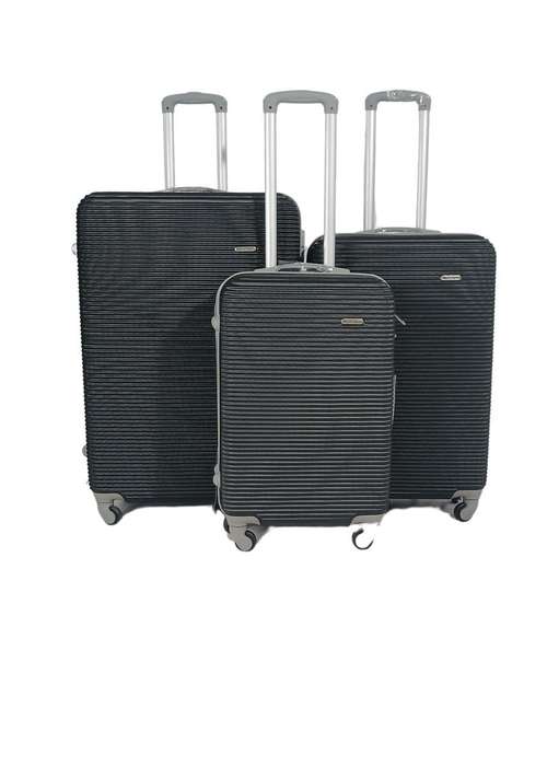 3-Piece Black Hard Shell Luggage SetSpinner Wheels, Corner Guards, Combination Locks, Nested Sizes