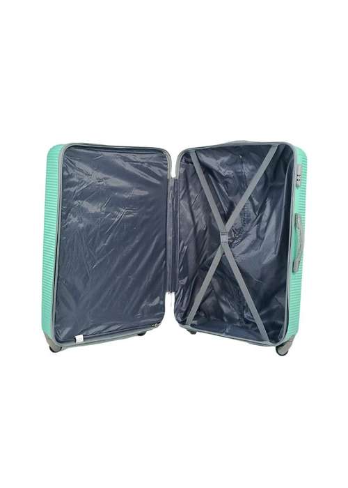 BeginAgain 3-Piece Green Hard Shell Luggage Set with Spinner Wheels, Lock & Ribbed Glossy Finish
