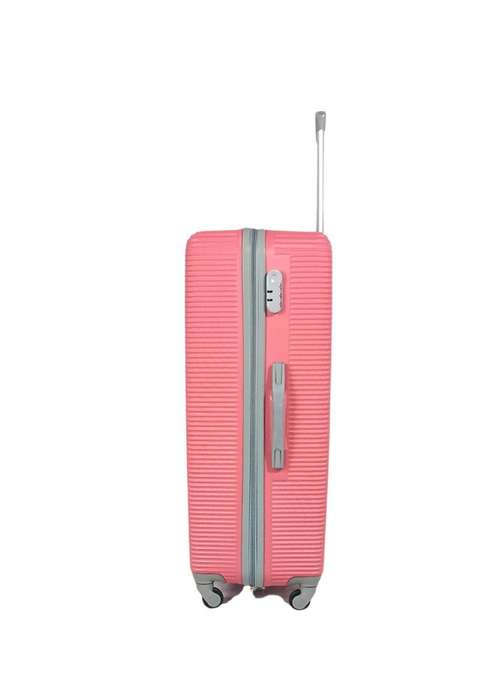 Pink 3-Piece Hard Shell Luggage Set with Spinner Wheels, TSA Lock & Stylish Ribbed Textured Design