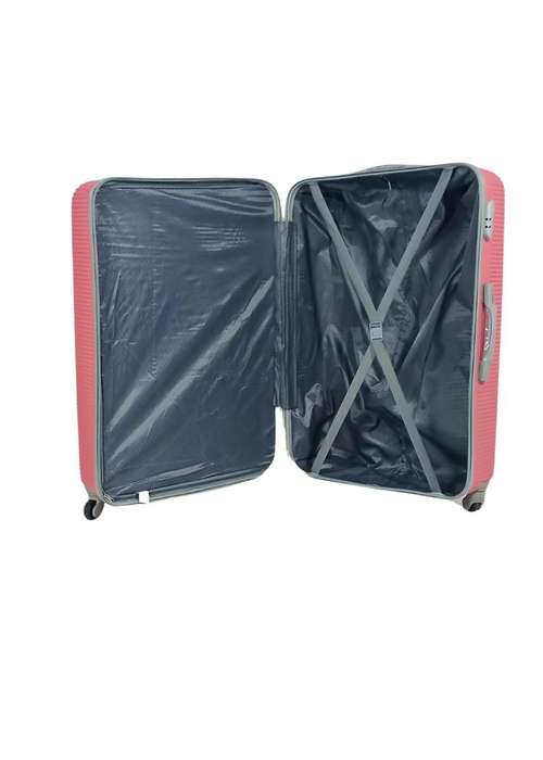 Pink 3-Piece Hard Shell Luggage Set with Spinner Wheels, TSA Lock & Stylish Ribbed Textured Design