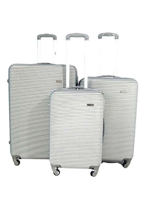 3-Piece Silver Hard Shell Luggage Set with Spinner Wheels, Locks & Scratch-Resistant Exterior