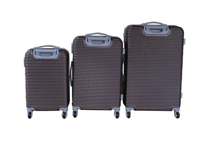 TOUCH 3-Piece Brown Hardshell Luggage Set with Spinner Wheels, Locks & Organised Interiors
