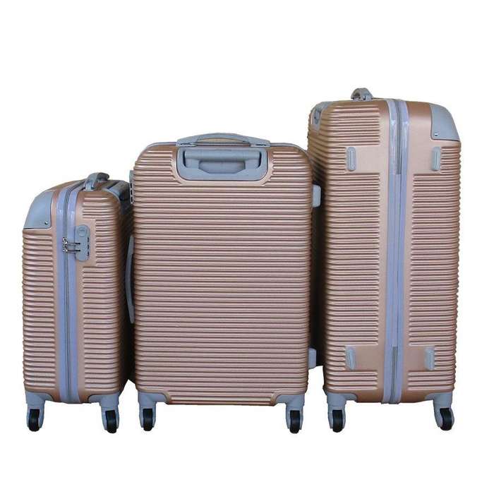 Gold 3-Piece Hardshell Spinner Luggage Set with Locks, Lightweight Design & Organised Interiors
