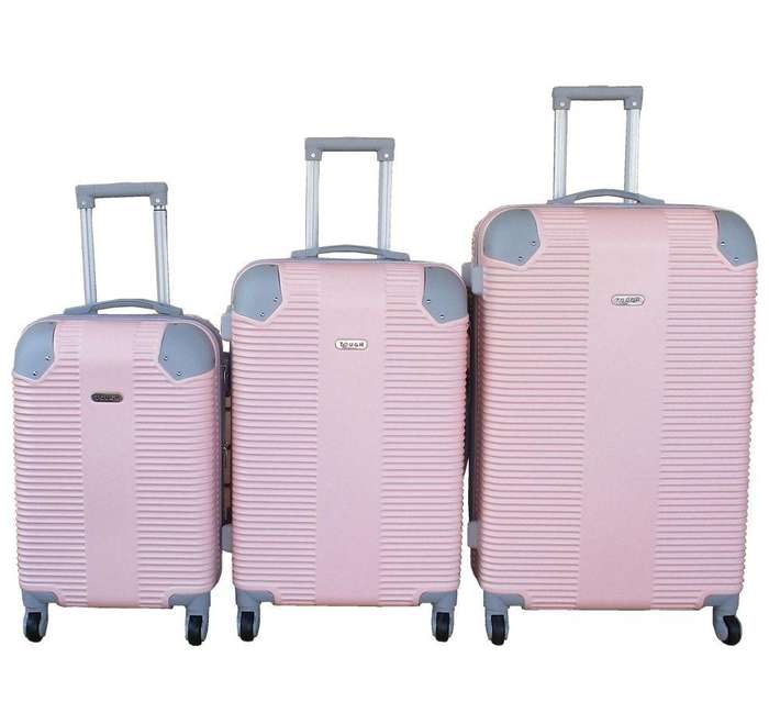 Light Pink 3-Piece TOUGH Hardshell Luggage Set with Spinner Wheels, Combo Locks & Ribbed Texture