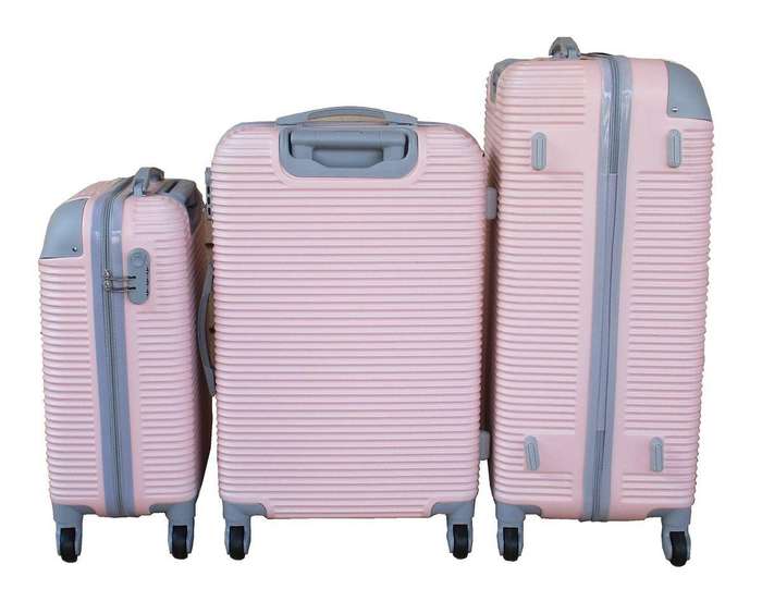 Light Pink 3-Piece TOUGH Hardshell Luggage Set with Spinner Wheels, Combo Locks & Ribbed Texture