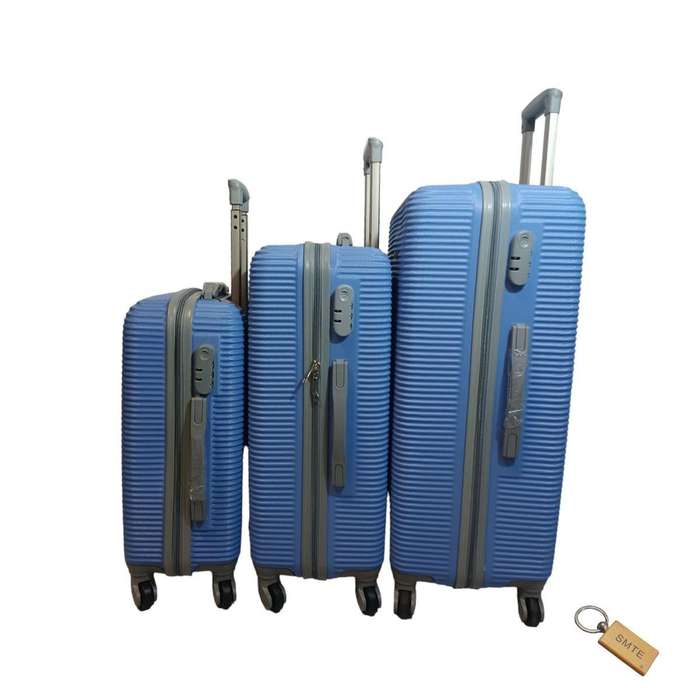 SMTE 3-Piece Sky Blue Spinner Luggage Set with Lock, Hard Shell, Telescopic Handle & Top Side Grips
