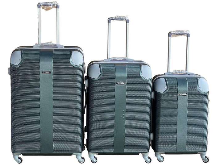 3-Piece Dark Green Hardshell Luggage Set with Spinner Wheels, Combo Lock, Telescopic Handle & Zipper