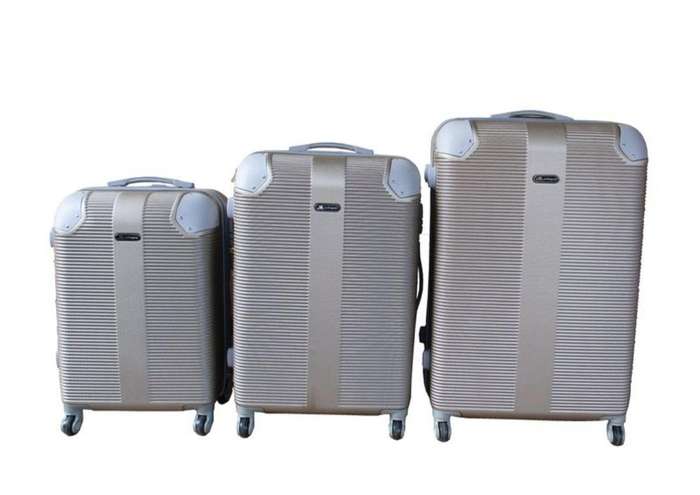 3-Piece Gold Hard Shell Luggage Set with Spinner Wheels, Reinforced Corners, Lock & SA Delivery