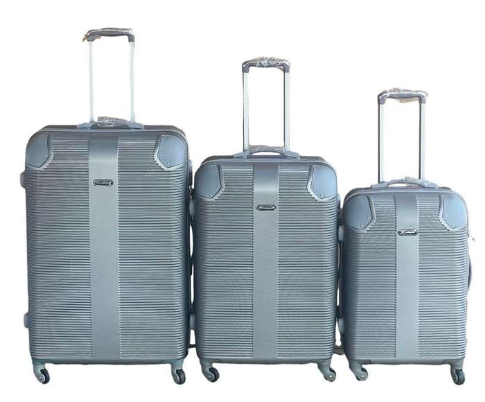 3-Piece Silver Hard Shell Luggage Set with Spinner Wheels, Built-In Lock & Fast Delivery in SA