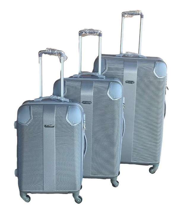3-Piece Silver Hard Shell Luggage Set with Spinner Wheels, Built-In Lock & Fast Delivery in SA
