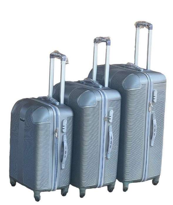 3-Piece Silver Hard Shell Luggage Set with Spinner Wheels, Built-In Lock & Fast Delivery in SA