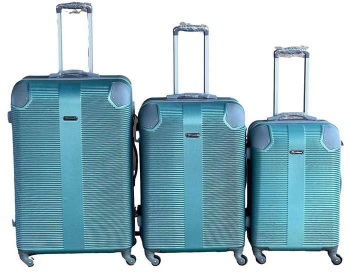 3-Piece Silver Green Hard Shell Luggage Set with Spinner Wheels, Built-In Lock & Fast SA Delivery