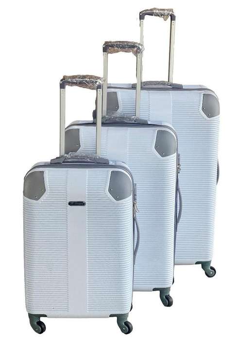 3-Piece Snow White Hard Shell Luggage Set with Spinner Wheels, Built-In Lock & Fast SA Delivery