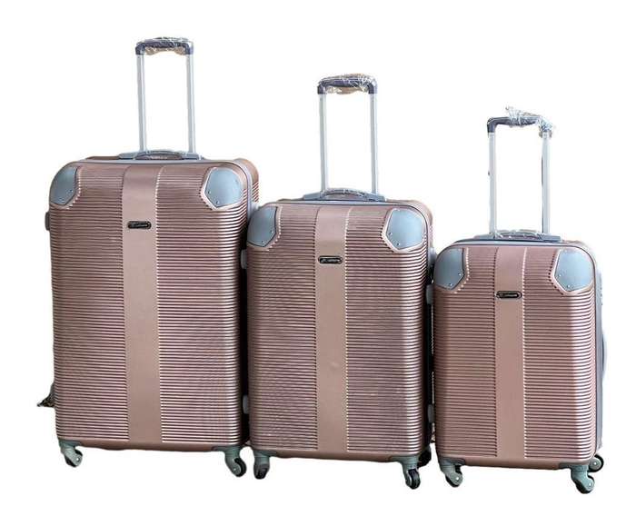 3-Piece Rose Gold Hard Shell Luggage Set with Spinner Wheels, Lock,Lined Interior & Fast SA Delivery