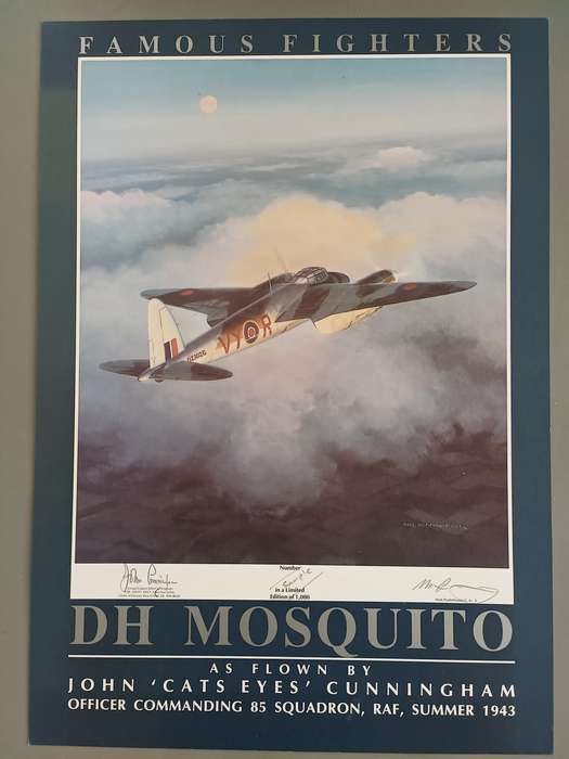 WW2 - LIMITED EDITION PRINT  - SIGNED GROUP CAPTAIN JOHN CUNNINGHAM