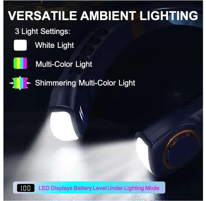 [MARKED DOWN] Neck Fan with Ambient Lighting & LCD Display