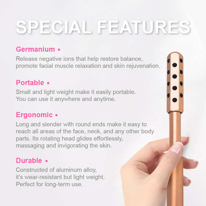 Facial Germanium Stones Massage Roller (Gold)