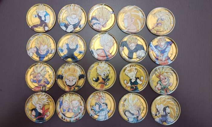 Dragon Ball Z complete silver and gold metal tazos