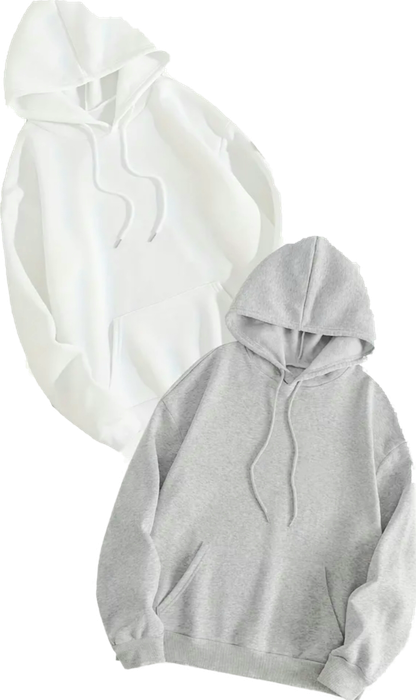 Winter leftover sale... 2 unisex Hoodies, Grey and white
