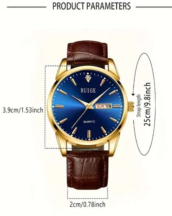 Ruige mens classic quality stainless steel watch