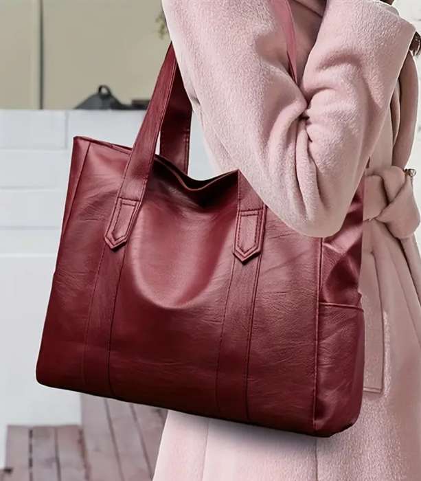 PU leather Red tote bag