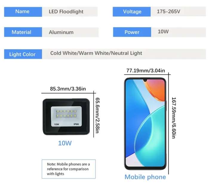 LED floodlight 10 Watt