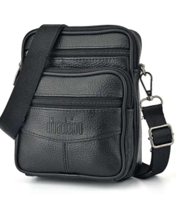 Genuine Leather cross body or shoulder bag - black