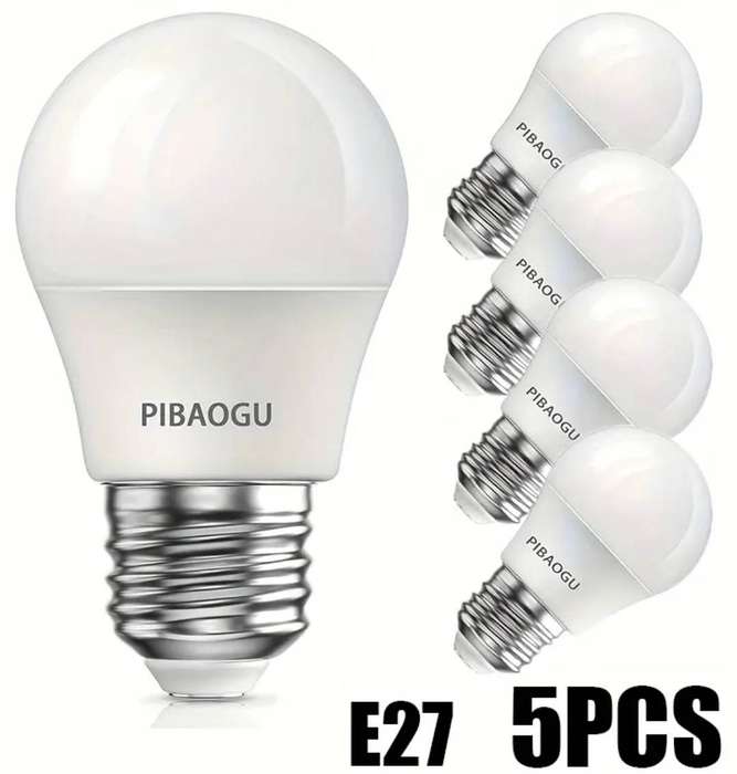 5x Low energy usage LED light bulbs - standard E27 fitting screw in type