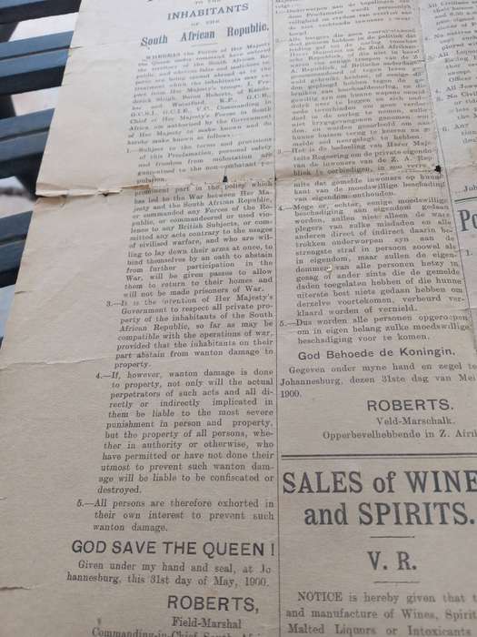 VERY RARE BOER WAR, JOHANNESBURG GAZETTE, DATED JUNE 2nd 1900