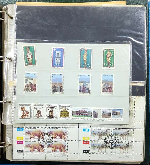 Ideal Stamp Album: Bophuthatswana CB/Singles/FD Cards in old album File
