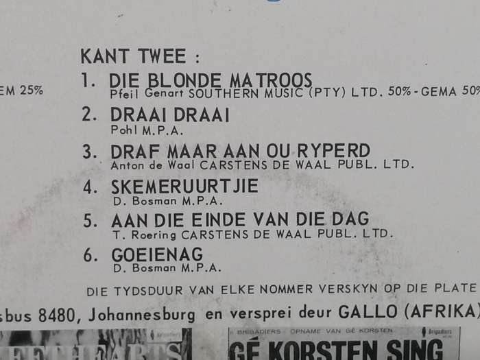 Ge Korsten, Seeman, Vinyl in excellent condition .