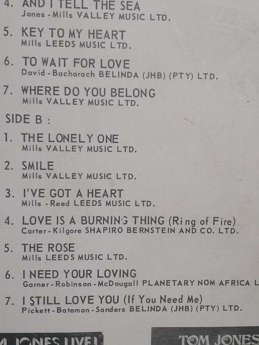 Tom Jones, Delilah, vinyl excellent.