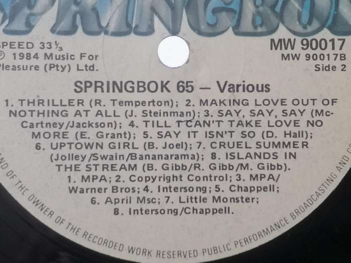 Springbok 65, vinyl very good+.
