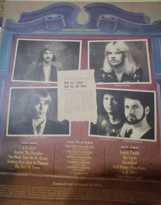 Styx, Paradise Theater,  vinyl very good+ .