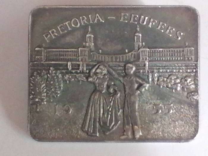 Vintage Sterling Silver Pretoria Eeufees 1955 brooch, 16.2 grams..