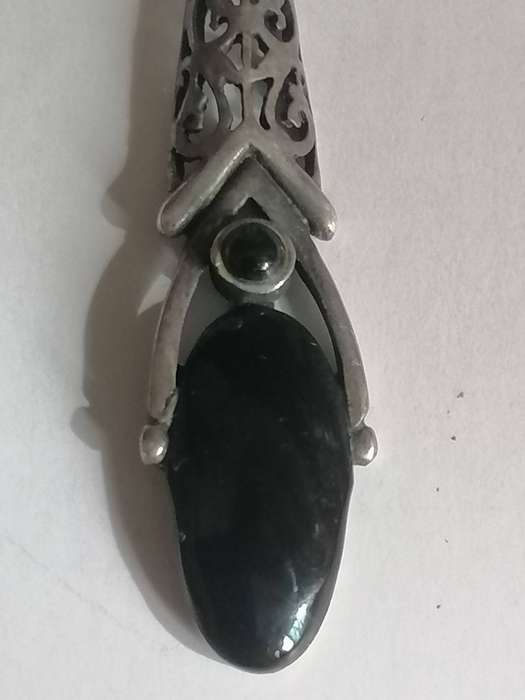 Vintage Sterling Silver black stone earring set, with shepherd hooks.