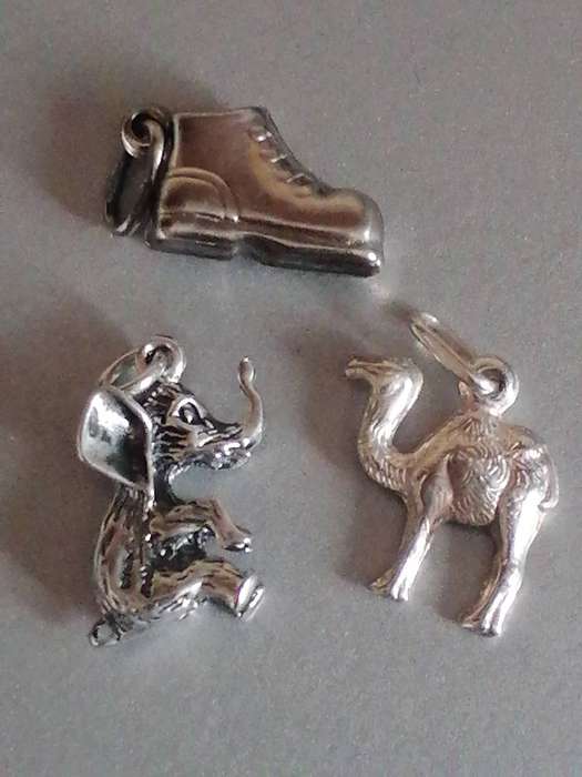 3x Vintage Sterling Silver 925. charms, between 15mm & 20mm high