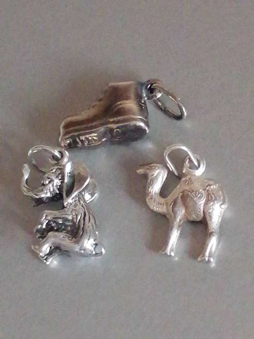 3x Vintage Sterling Silver 925. charms, between 15mm & 20mm high